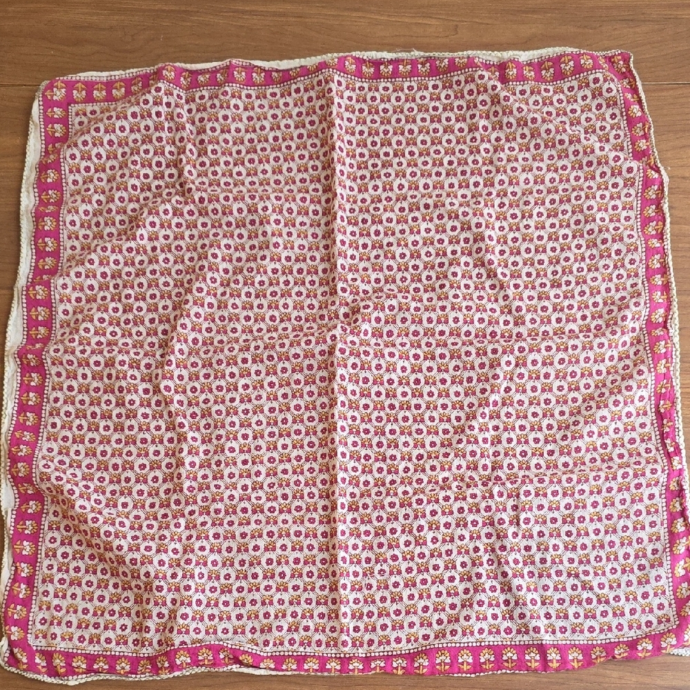 Pink Floral Square Scarf